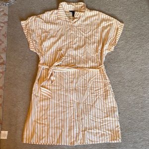 Yellow Button Up Dress with Collar